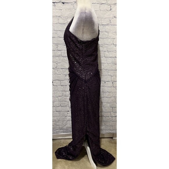 Lauren Ralph Lauren eggplant purple sequin formal Gown dress Size 8 - Picture 3 of 9